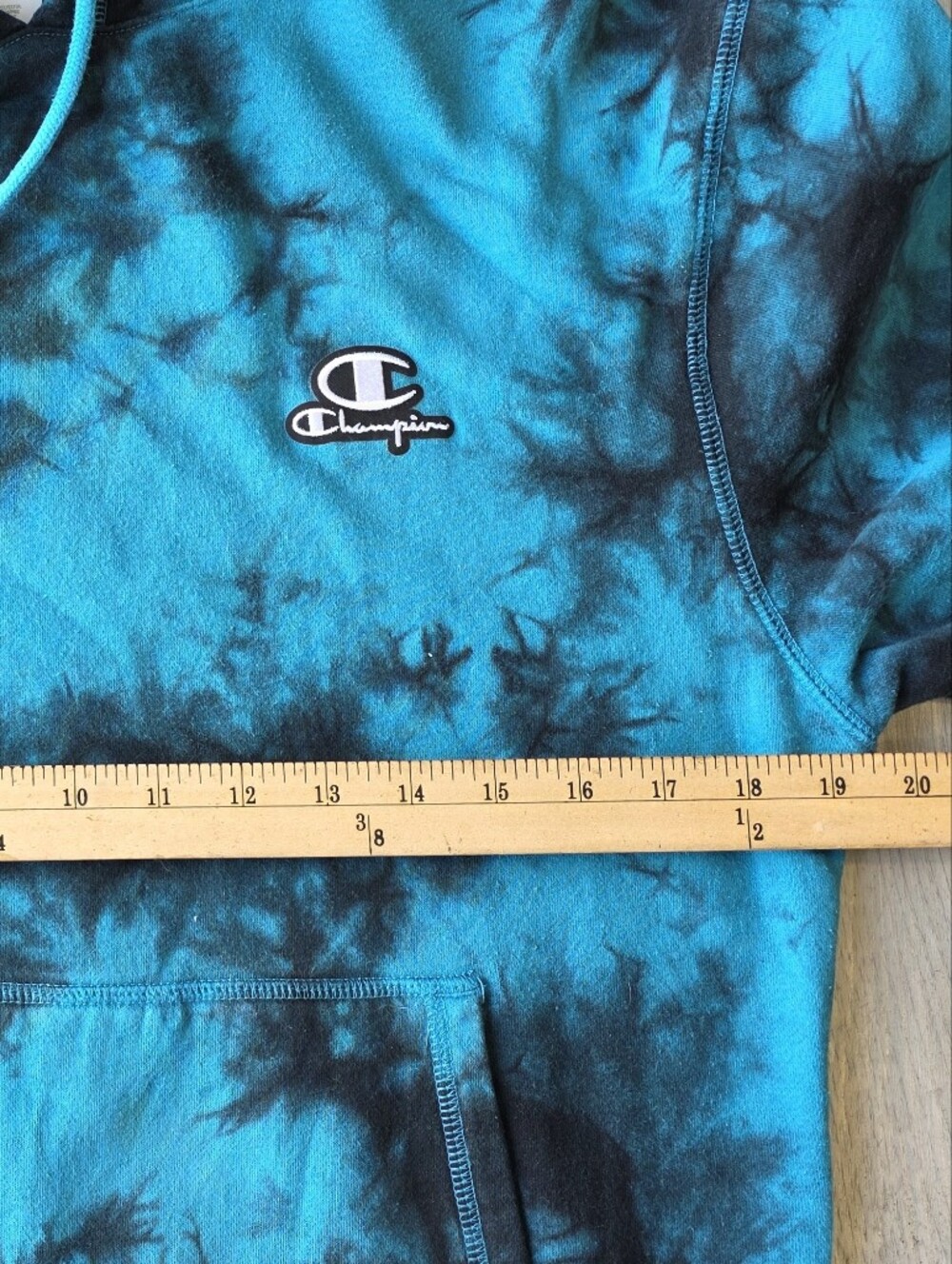 Champion Blue & Black Tie-Dye Hoodie, Small - Picture 8 of 11
